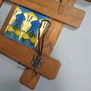 Art Nouveau wall coat rack with tiles