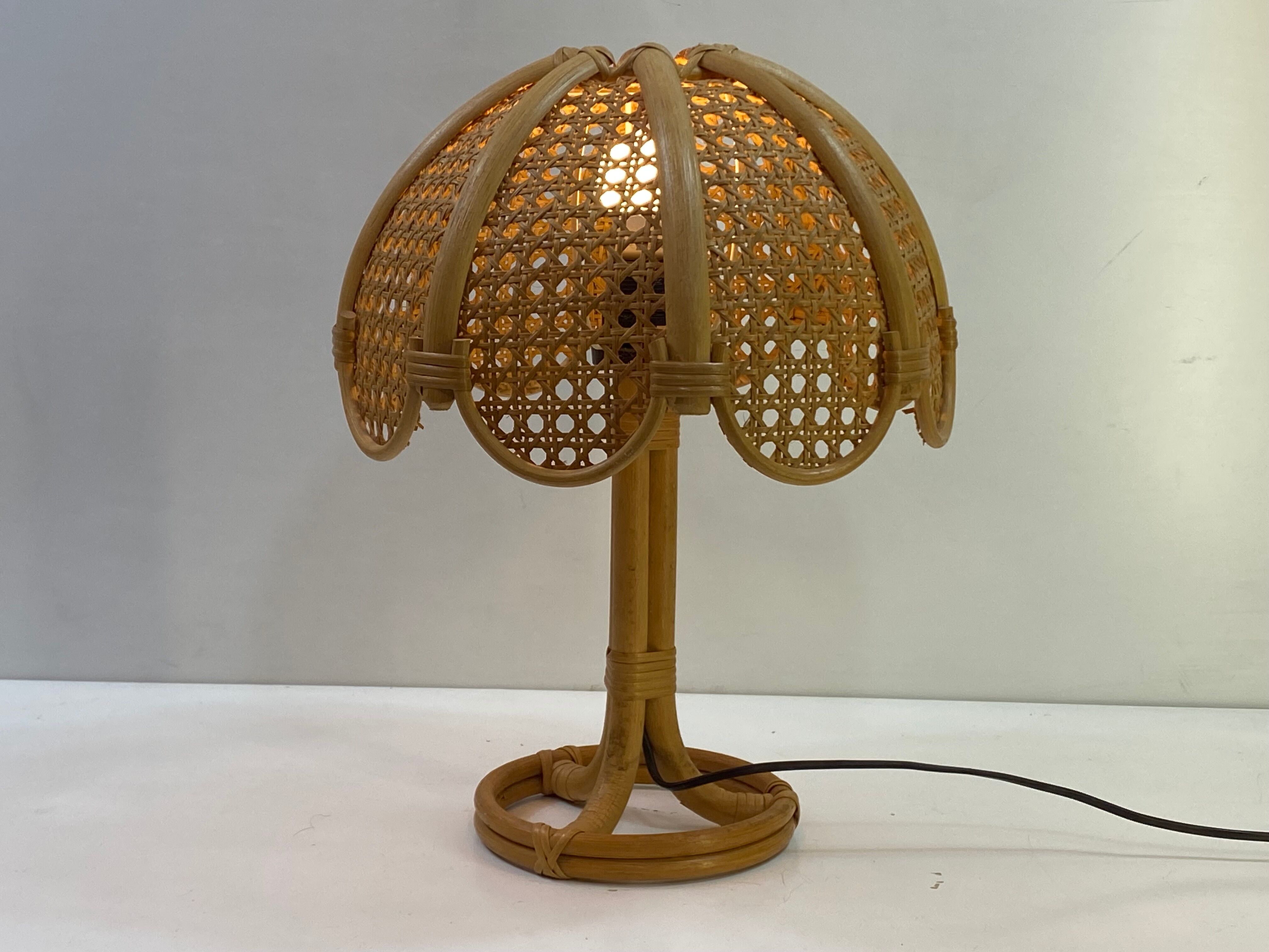 Vintage table lamp rattan and wicker 1970