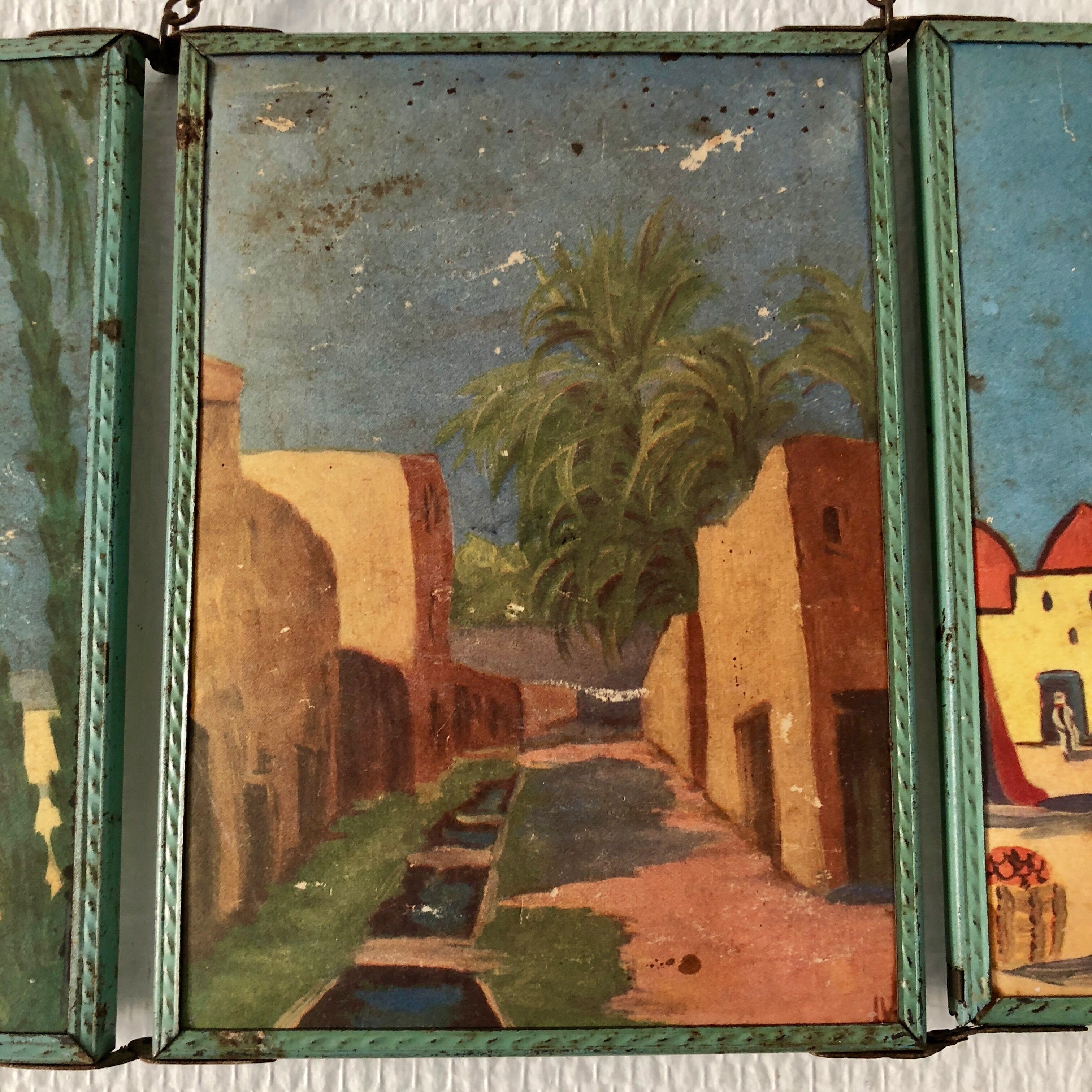 Miroir triptyque barbier 18x41 vintage 1940
