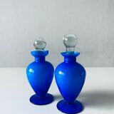 Duo de flacons bleu en verre