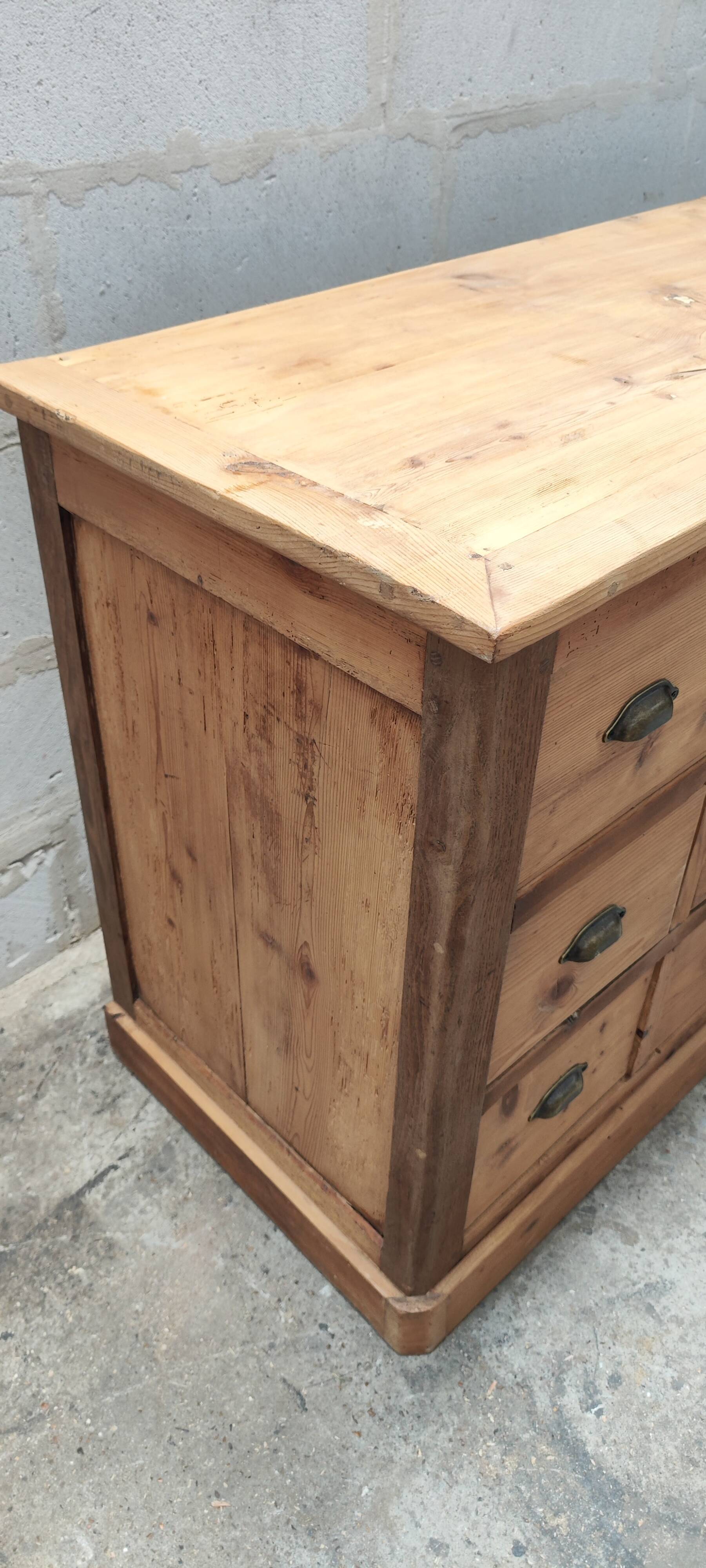 Commercial furniture with nine solid pine and oak drawers