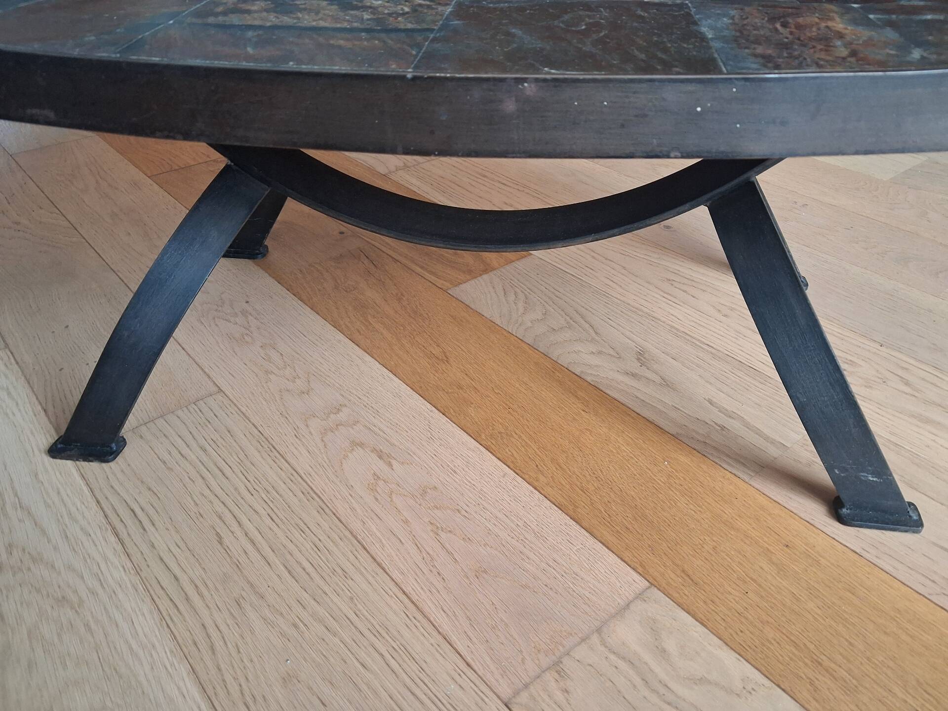 Vintage coffee table in stone and metal