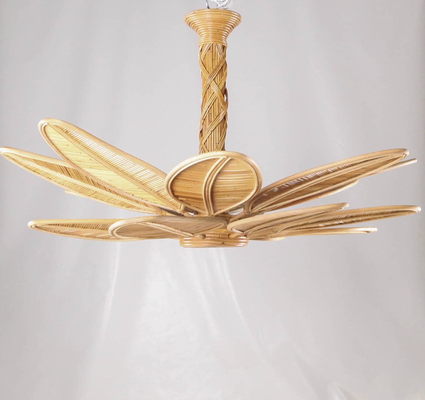 Rattan "leaf" chandelier