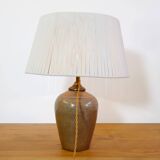 Stoneware lamp with a cotton thread shade, 1970s.
