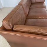 Vintage danish mid century mogens hansen 3 person cognac leather sofa 1960,s