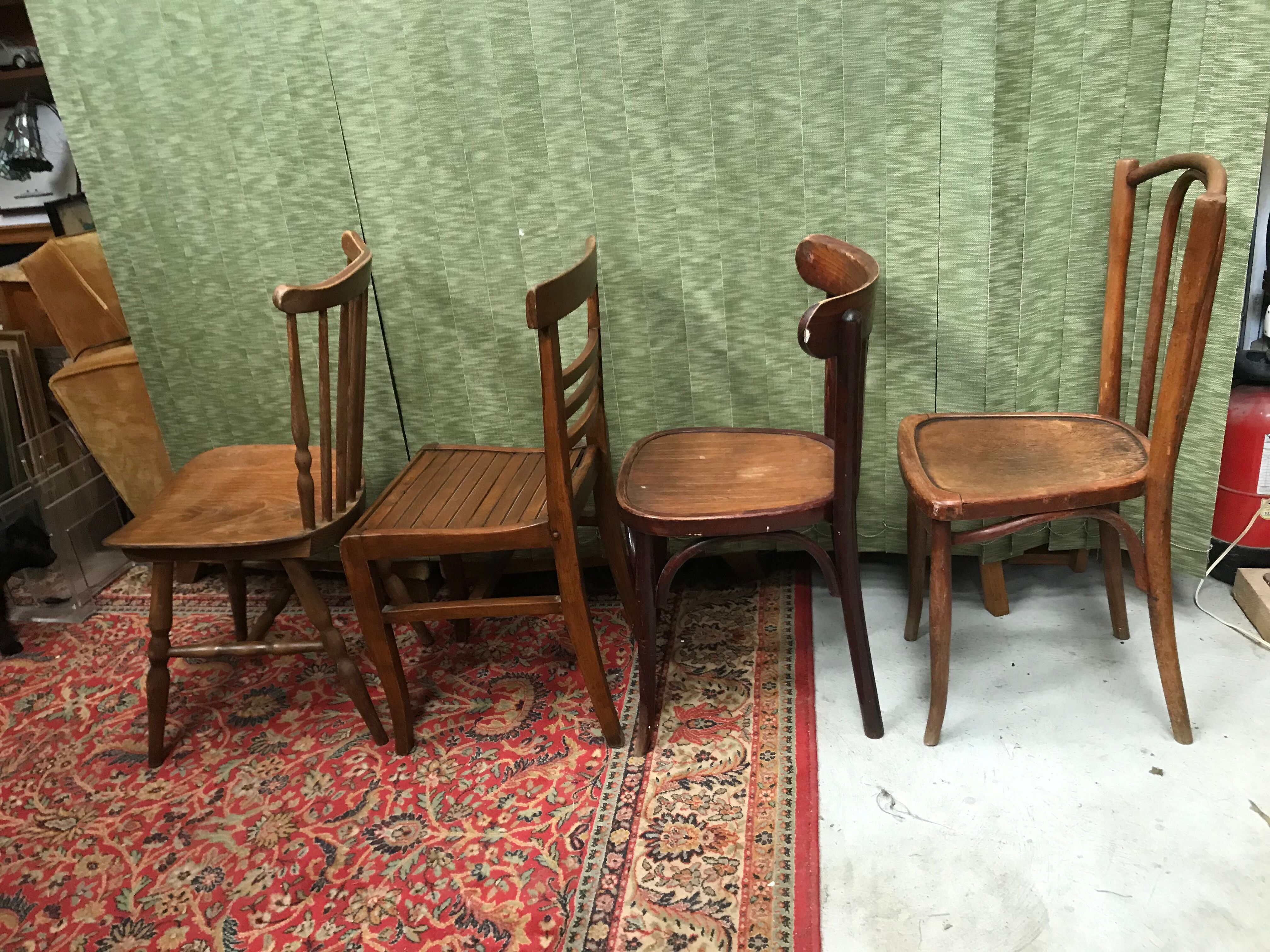 4 vintage mismatched bistro chairs