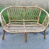 Old wicker rattan armchair
