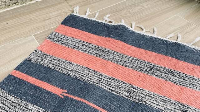 VINTAGE 80s Cotton Kilim RUG