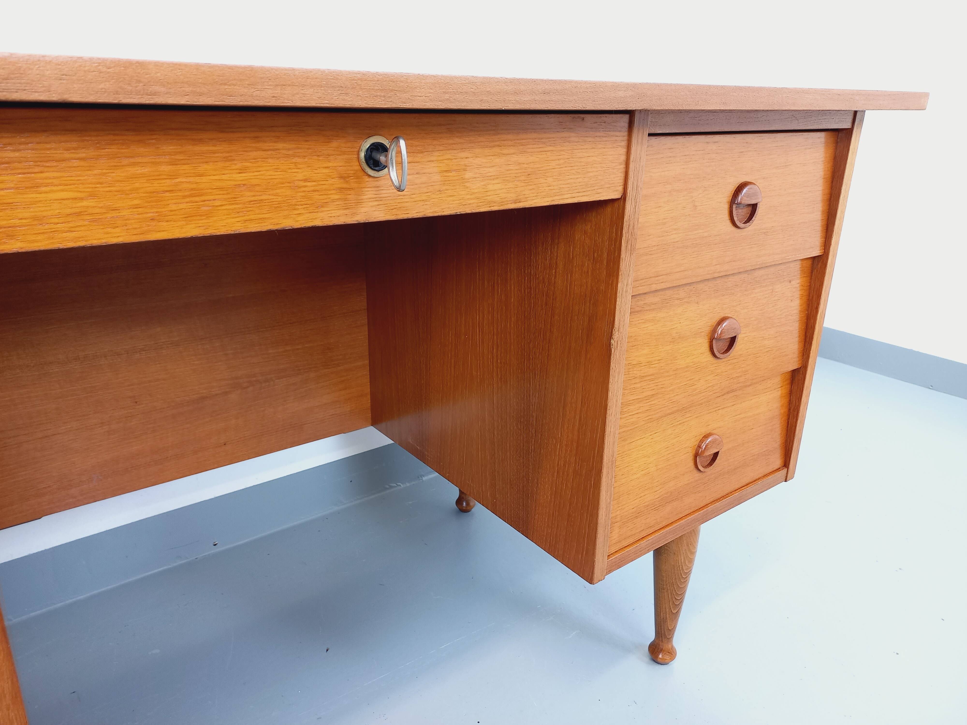 Vintage Scandinavian style executive desk in teak from the 60s