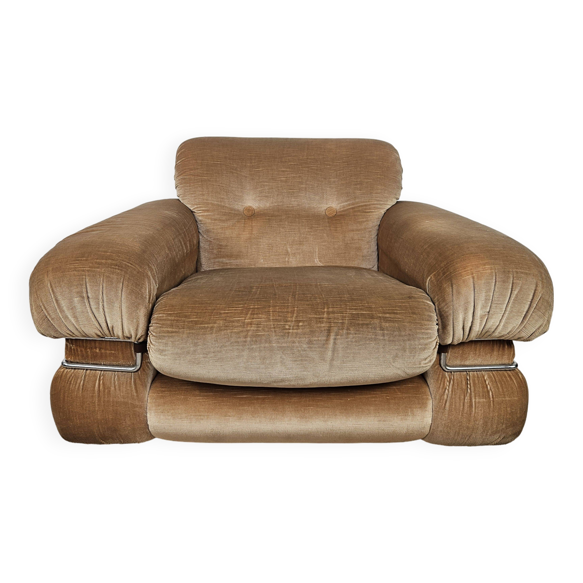Fauteuil en tissu et acier tubulaire, années 1970