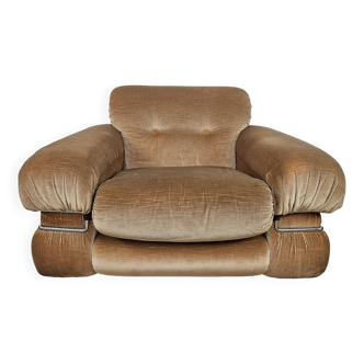 Fauteuil en tissu et acier tubulaire, années 1970