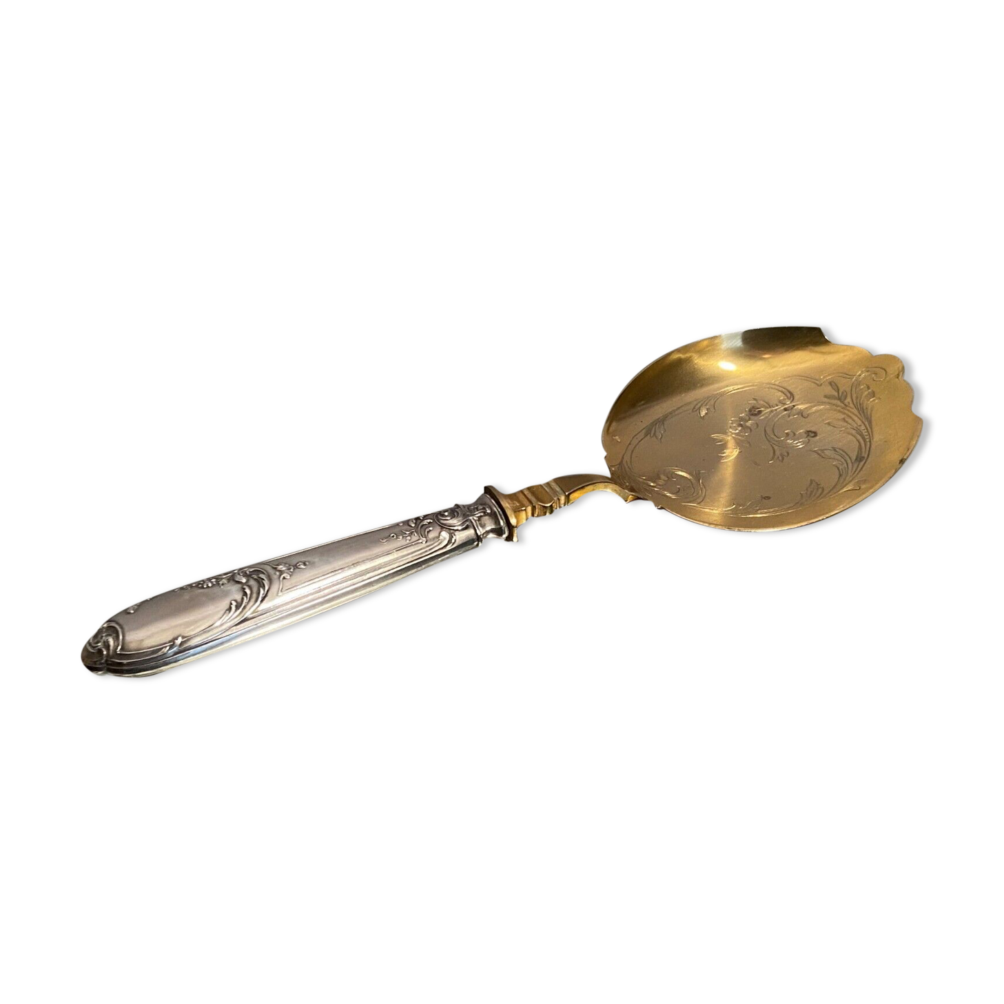 Ice shovel late nineteenth handle in Louis XV style silver