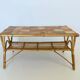 Rattan coffee table and ceramic tiles, France 60s