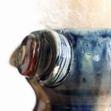 Zoomorphic ceramic owl vase in Flanders earth, Torhout Belgium, Art Nouveau period