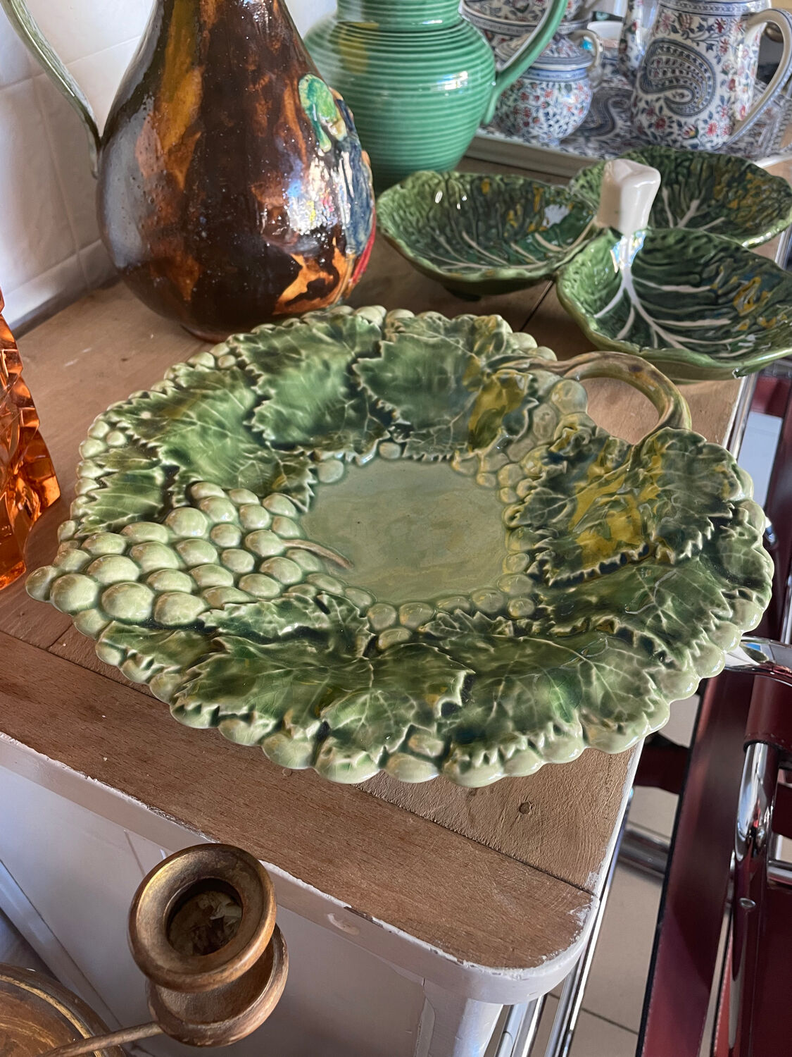 SILEA ceramic fruit bowl with grape and vine pattern