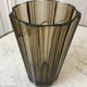 Vase in smoked glass pleated 70s