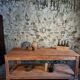 French antique work table in pitch pine – large workshop / draper's table, early 20th century