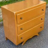 Art deco chest of drawers with moustache foot, 1950s, with 3 drawers