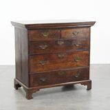 Early 18th century antique English oak chest of drawers with 5 drawers