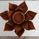 Large lotus flower vintage wooden aperitif service