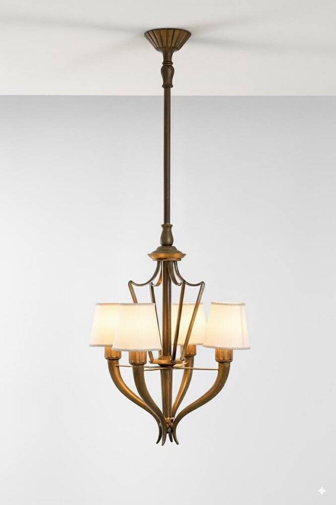 Art Deco Bronze Chandelier attributed to Emilio Lancia for Italo Carlotti, Italy, 1930s