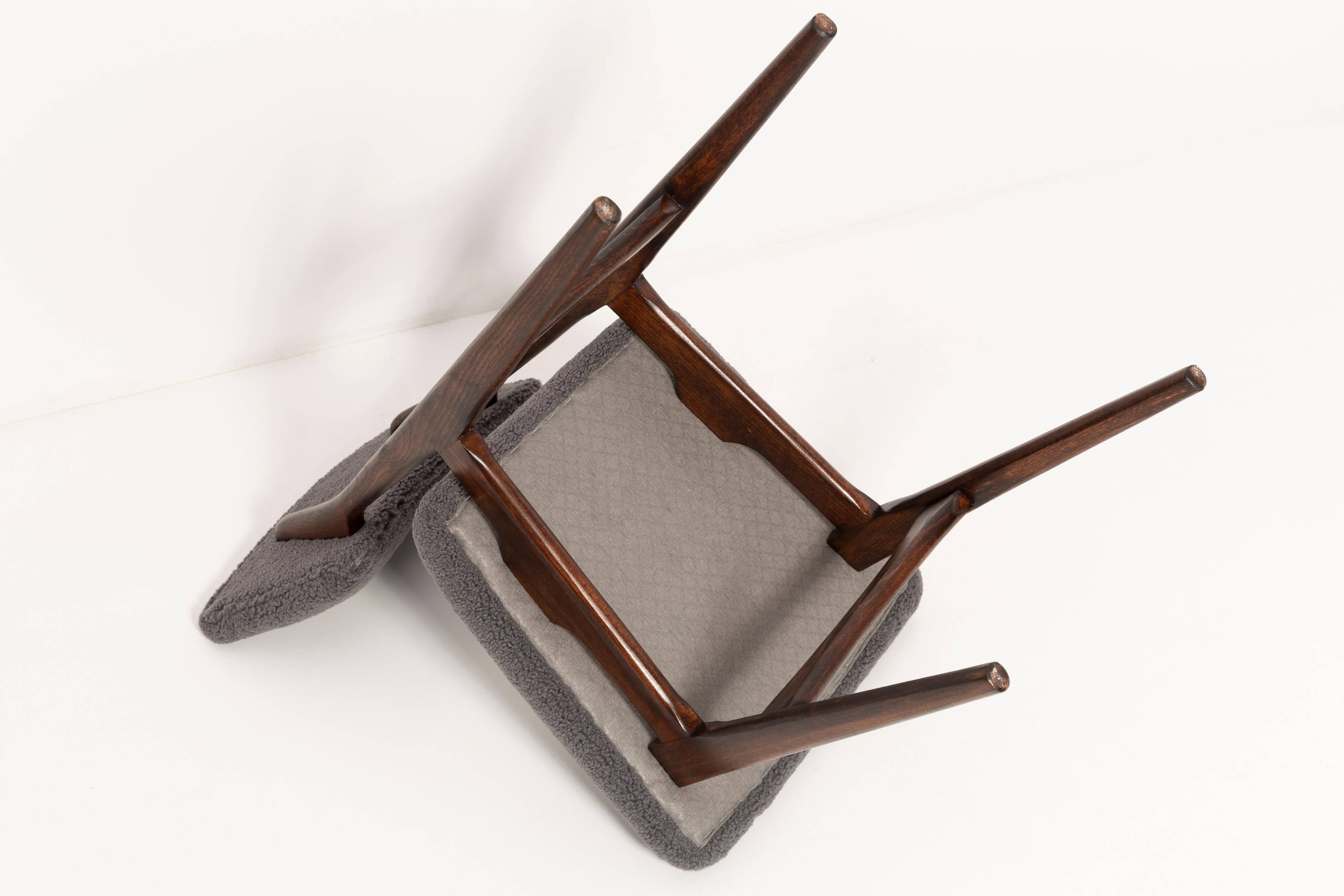 Chaise bouclée gris foncé du 20ème siècle, 1960