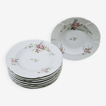 Set of 8 porcelain soup plates