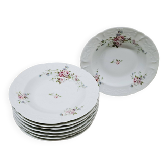 Set of 8 porcelain soup plates