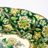 Longwy cup in cloisonné enamels on a green background, polychrome floral decoration and gold