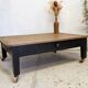 Vintage oak coffee table 50 60 black shabby patina