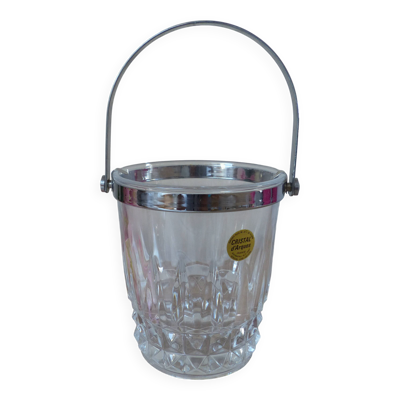 Seau à glaçons vintage en cristal d'Arques en cristal transparent