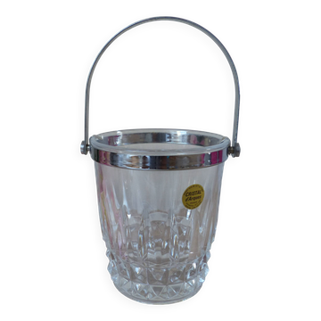 Vintage Cristal d'Arques ice bucket in transparent crystal, bar decoration