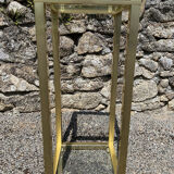 Vintage 1980s square gold metal end table/shelving by pierre vandel, 2 pieces