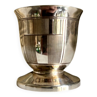 Silver-plated metal egg cup, Art Deco design
