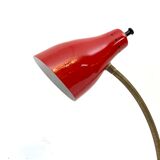 Vintage Italian brass and red lacquer flexible table lamp from 50s