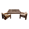 Brutalist pine sofa and armchair, france, 1960
