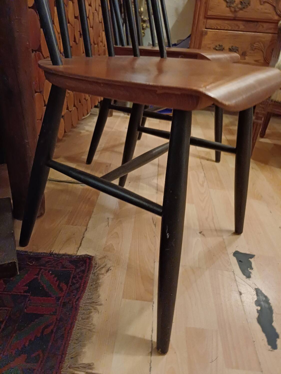 Paire de chaises scandinave " stol kamnik " 1960 étiquette d'époque sur les deux