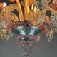 Small Venetian chandelier in colorless and red Murano glass, circa 1950