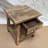 Small teak stool with 1 drawer