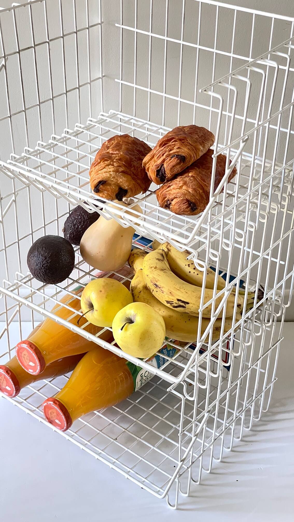 Trio of stackable steel wire baskets vintage italy