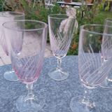 5 champagne flutes engraved 50s