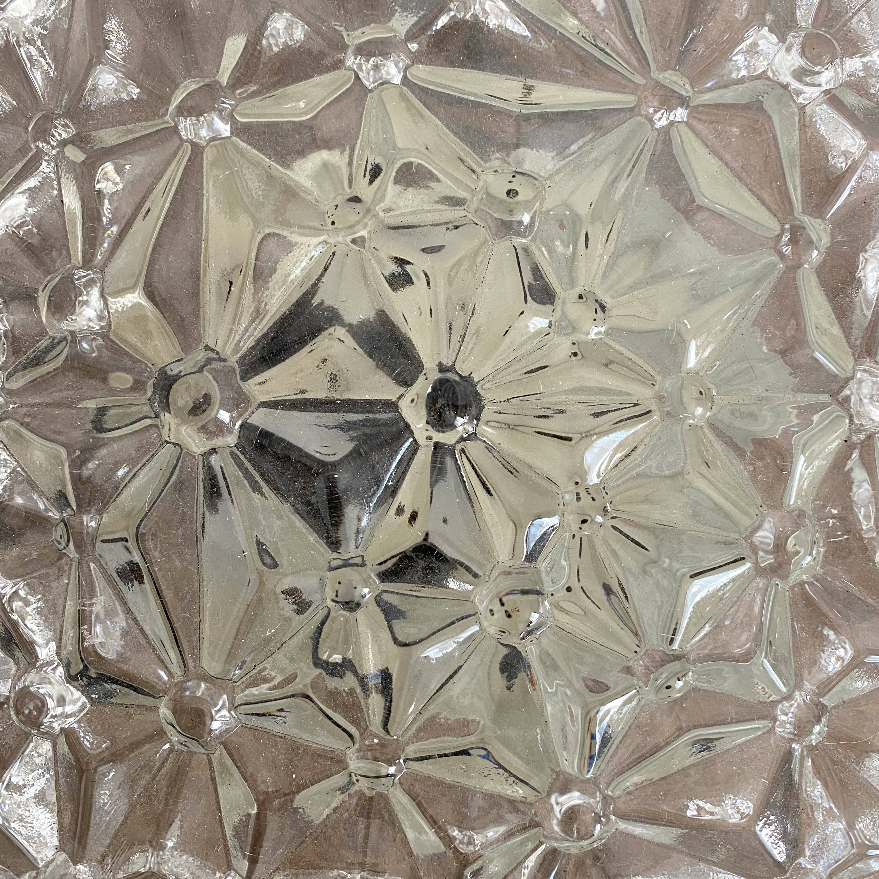 Vintage square molded glass ceiling light