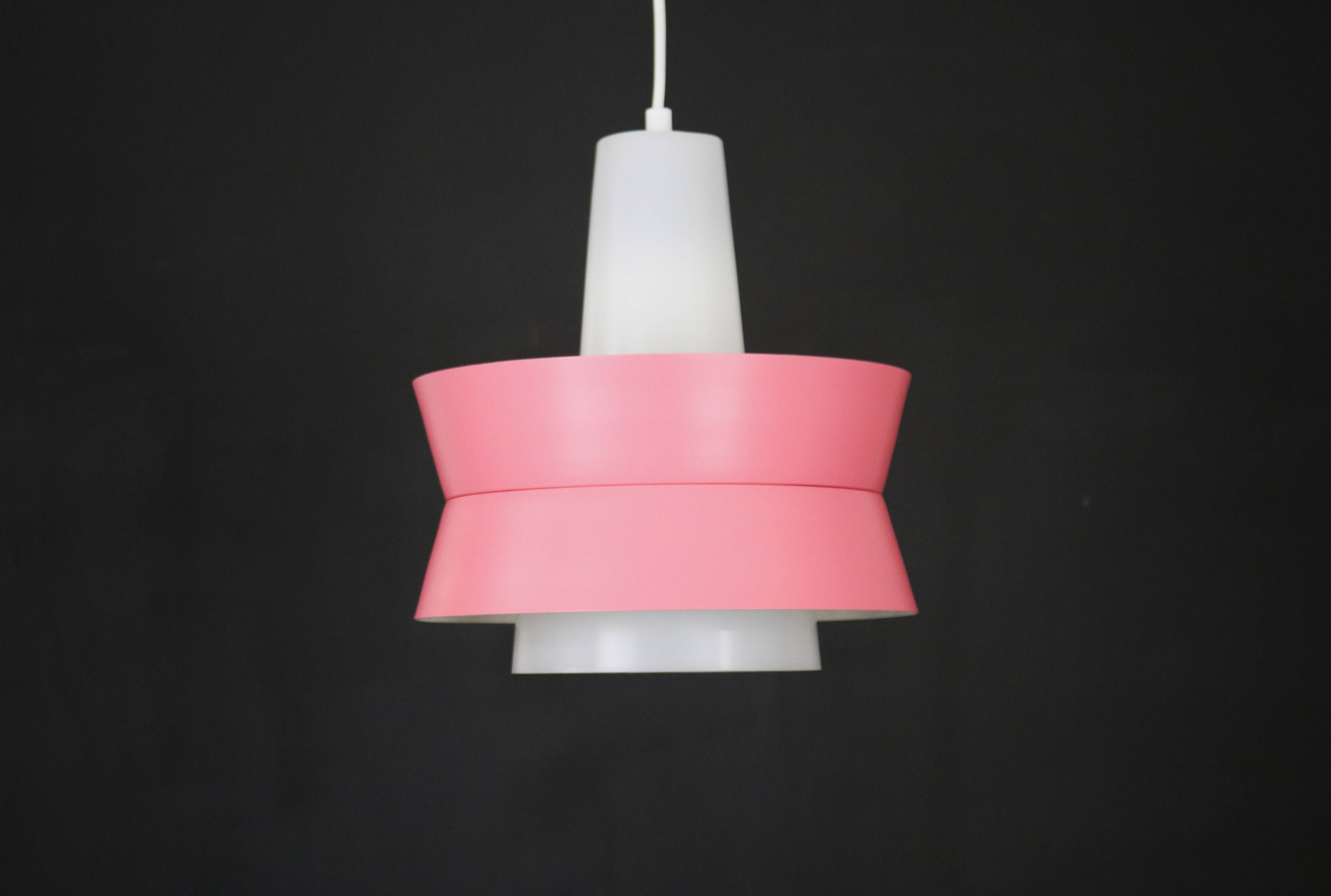 Superbe plafonnier danois rose restauré *** Design danois *** unique *** Danemark années 1970