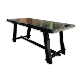 Table brutaliste noire vintage en orme