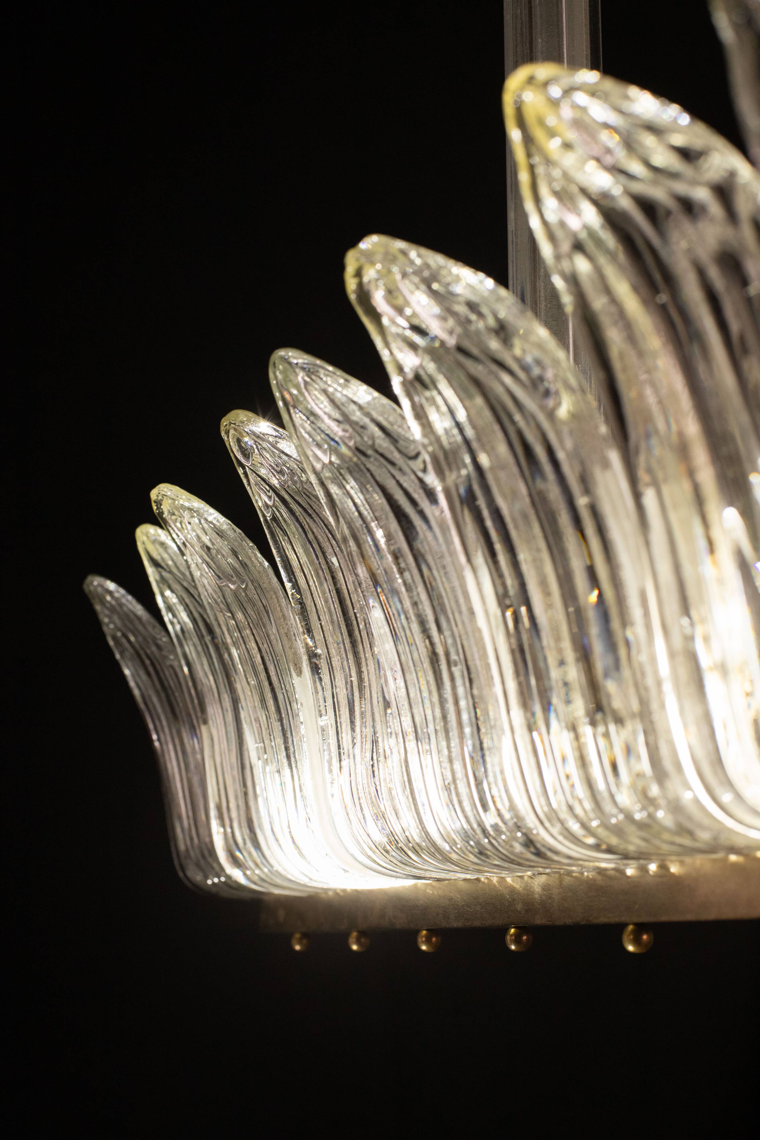 Luxury Large Size Art Decò Chandelier By Barovier e Toso, Murano Glass, 1940