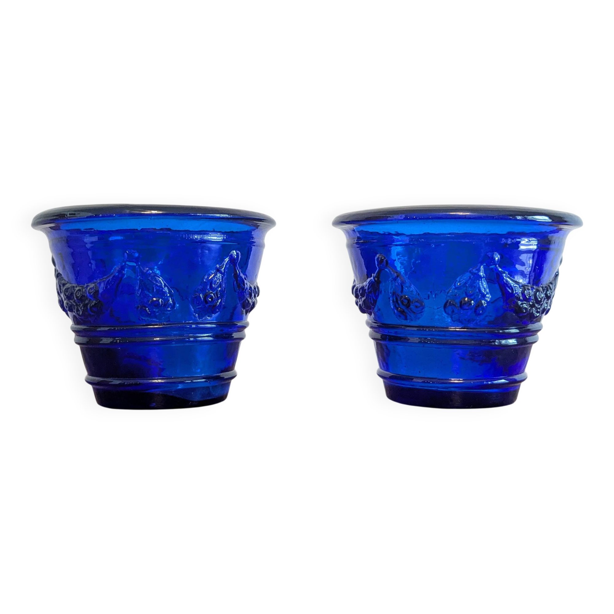 Blue Blown Glass Plant Pots – Elegant Handcrafted Pair