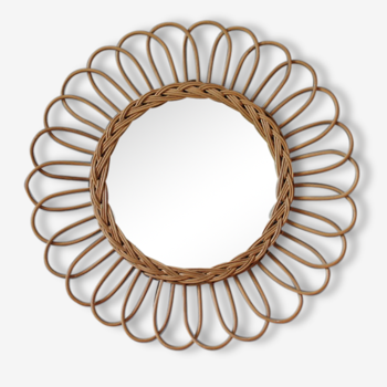 Miroir rotin marguerite