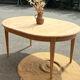 Round table with 2 extensions in raw solid wood - renovated antique table