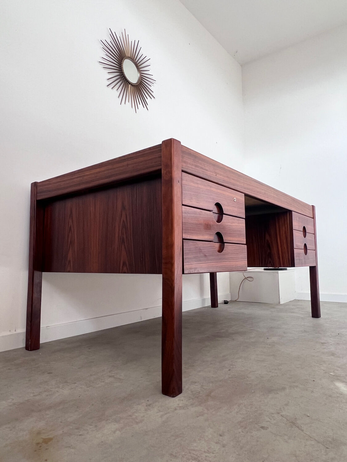 Old Danish Scandinavian desk in rosewood veneer designed by Christian Linneberg