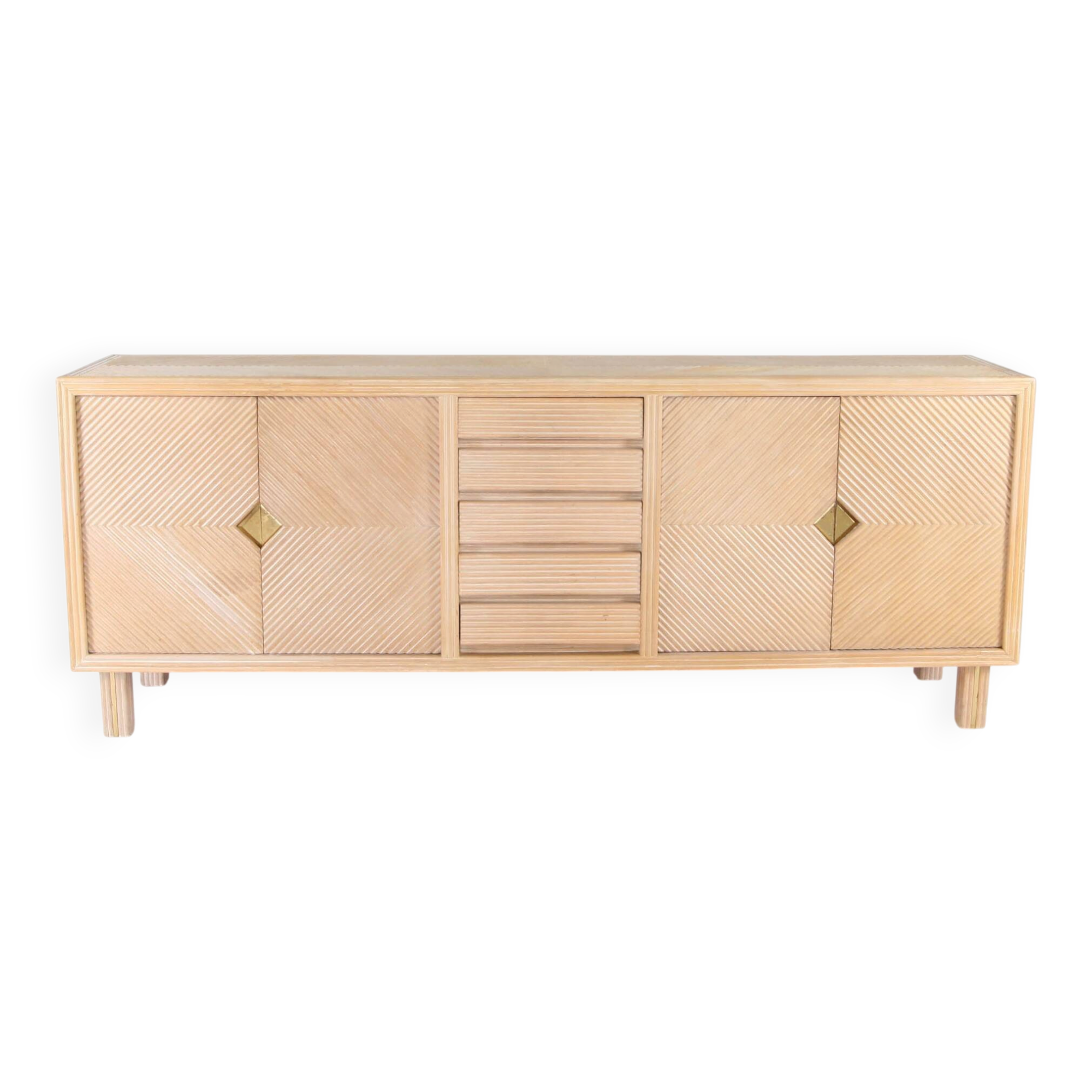 Rattan and brass sideboard